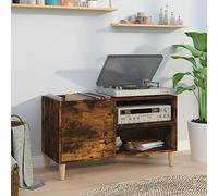LoogCape Record Cabinet Smoked Oak 84.5 x 38 x 48 cm Wood Material with Storage Space for LP Records, Side Furniture, Living Room, Office, Sturdy Wooden Legs, Versatile Use