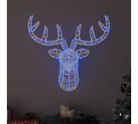 LoogCape Reindeer Head with 140 LEDs Blue 68 x 36.5 x 62.5 cm Acrylic for Festive Christmas Decorations Indoor Modern Design Durable Easy to Assemble