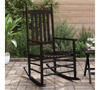 LoogCape Rocking Chairs with Curved Seat Made of Solid Poplar Wood, Set of 2, Brown, for Indoor and Outdoor Use, Comfortable Lounge Recliner Chair with Armrests and Sturdy Wooden Runners