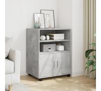 LoogCape Rolling Cabinet Concrete Grey 60 x 48 x 81 cm Wood Material Office Container with 4 Wheels, Lockable, Versatile Storage Space for Home Office, Drawers, Hanging Files, Documents, Storage