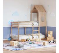LoogCape Roof for Cot Bed 60 x 99 x 139.5 cm, Made of Solid Pine Wood, Sturdy Cot Accessories with Open Side, Rustic Style, Suitable for Children Under 6 Years, Easy Assembly