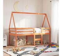 LoogCape Roof for Cot Bed Wax Brown 199 x 95.5 x 88 cm Made of Solid Pine Wood Suitable for Cots Under 6 Years Rustic Look Open Side Durable Stable Easy Assembly