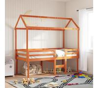 LoogCape Roof for Cot Bed Wax Brown 217 x 95.5 x 159 cm Made of Solid Pine Wood, Rustic Bed Roof Extension, Open Side, Durable Accessories for Children's Room, Stable and Easy to Assemble