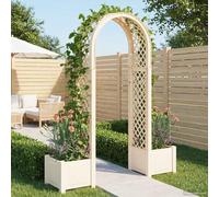 LoogCape Rose Arch with Planter White 168.5 x 43 x 207 cm Polypropylene Weatherproof for Garden Paths and Patio with Integrated Planters Durable Outdoor Structure