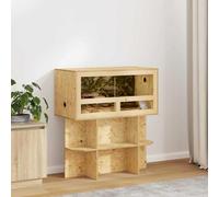 LoogCape Rustic OSB Terrarium 80 x 40 x 90 cm with Wall Mounted, Integrated Shelves and Sturdy Frame for Reptiles and Rodents in Natural Brown for Indoor Use