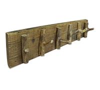 LoogCape Rustic Recycled Wood Coat Rack 60 x 15 cm with 6 Hooks for Hallway, Bedroom, Bathroom and Hallway, Handmade Wall Coat Rack Stand, Space Saving Organiser and Coat Hooks