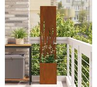 LoogCape Rusty Garden Privacy Screen Linen Wall 32 x 150 cm Weatherproof Steel with Decorative Inserts for Outdoor Use, Weatherproof Privacy Screen for Garden and Patio, Durable Design
