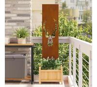 LoogCape Rusty Garden Privacy Screen Made of Weatherproof Steel 32 x 140 cm with Decorative Inlay for Privacy and Stylish Outdoor Design