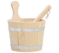 LoogCape Sauna Bucket and Sauna Trowel Set Made of Solid Pine Wood with Leak-proof Water Container and Long Ladle for Relaxing Sauna Infusions, Wellness, Steam Bath, Spa Accessories