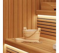LoogCape Sauna Bucket Pack of 2 Brown Solid Pine Wood Hemp Rope Handle for Infusion, Steam Bath, Wellness and Spa Accessories, Durable, Rustic Charm, Suitable for Indoor and Outdoor Use