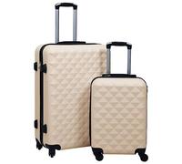 LoogCape Set of 2 Gold Hard Shell Trolley with TSA Lock and Telescopic Handle, Lightweight Heavy Duty ABS Luggage 22/30 Inch with Zipper, Spinner Wheels, Ideal for Holidays