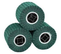 LoogCape Set of 3 Green Sanding Rollers, 12 x 12 x 10 cm, Synthetic Fibre for Precision Sanding in Workshops, Indoors, Durable, Wear-Resistant, with Cam Lock Mechanism, Versatile