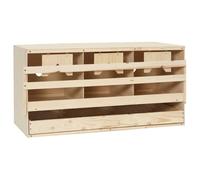 LoogCape Set of 3 laying nest 72 x 33 x 38 cm, made of solid pine wood for large chickens with 3 compartments, removable base, foldable perches, suitable for poultry and egg incubators