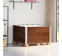 LoogCape Set of 3 pallet top frames, brown, 100 x 100 cm, made of solid pine wood for industry, logistics, storage, transport, stacking and securing