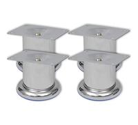 LoogCape Set of 4 Round Furniture Feet Chrome 60mm for Sofa Couch Cabinet Bed Shelf Sideboard TV Board Adjustable Non-Slip Stable Support Easy to Assemble Replacement Accessories