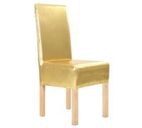 LoogCape Set of 6 Golden Stretch Chair Covers for Parties, Weddings and Events, Elastic Washable Protective Covers for Chairs up to 55 cm Height, Fit for Living Room, Restaurant, Hotel, Party