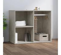 LoogCape Shelf for Dressing Table, Concrete Grey, 80 x 40 x 65 cm, Wood Material, Versatile Storage Shelf with Spacious Compartments for Bedroom, Living Room, Hallway, Kitchen and Office