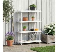 LoogCape Shelving Unit 4 Levels 100 x 40 x 136.5 cm Polypropylene White Versatile Storage Shelf for Indoor and Outdoor Use with UV Resistance, Water Drainage, Sturdy Construction, Easy Assembly