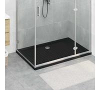 LoogCape Shower Floor Shelf with Dots 120 x 80 cm ABS Black Non-Slip Floor-Level Shower Tray for Barrier-Free Shower Experience with Drain and Mounting Accessories