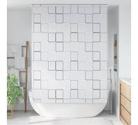 LoogCape Shower Roller Blind, 160 x 240 cm, Square Pattern, Waterproof, Quick-Drying, Easy to Clean for Bathroom, Wet Room, Splash Guard and Privacy Screen with Mounting Material, Easy to Install