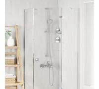 LoogCape Shower System Set Chrome 100 cm ABS Plastic Stainless Steel Height Adjustable 360° Rotating Shower Head with Five Water Jet Functions for Bathroom Wet Room
