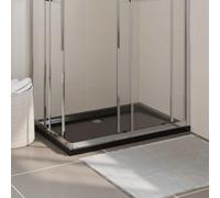 LoogCape Shower Tray ABS Rectangular Black 70 x 100 cm with Low Threshold for Barrier-Free Bath Floor, Non-Slip Construction, Durable Design