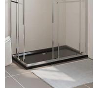 LoogCape Shower Tray, ABS Rectangular, Black, 70 x 120 cm, with Low Threshold, Non-Slip, Floor-Level Shower Tray for Accessible Bathroom, Durable Shower Tray with Drain