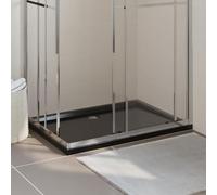 LoogCape Shower Tray ABS Rectangular Black 80 x 110 cm with Low Threshold, Equal Floor, Non-Slip, Durable, Suitable for Barrier-Free Showers, Modern Design, Easy Assembly