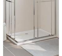LoogCape Shower Tray ABS Rectangular White 80 x 120 cm with Low Threshold, Non-Slip Base, Fibreglass-Reinforced, Floor-Equal, Durable, Suitable for Accessible Bathroom, Easy Assembly