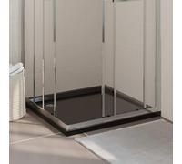 LoogCape Shower Tray ABS Square Black 90 x 90 cm with Low Threshold, Non-Slip Base, Equal Floor, Durable, Suitable for Barrier-Free Bathroom Design, Easy to Assemble