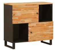 LoogCape Side Cabinet Brown 80 x 33 x 75 cm Solid Wood Mango TV Lowboard for Living Room and Home Cinema Storage Space with Cable Management and Drawers
