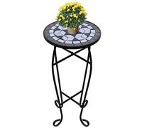 LoogCape Side Table Mosaic Black White Weatherproof 30 cm Diameter Elegant Garden and Balcony Accessories Versatile Stable