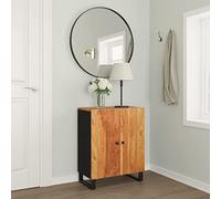 LoogCape Sideboard 60 x 33 x 75 cm Solid Acacia Wood with Black Frame Industrial Style Lots of Storage Space for Living Room Dining Room Hallway and Office Durable Sideboard