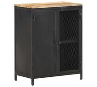 LoogCape Sideboard 60 x 35 x 78 cm Made of Rough Solid Mango Wood with Iron Legs, Versatile Sideboard for Living Room, Dining Room, Hallway, Modern, Durable, with 2 Doors and Storage Space