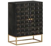 LoogCape Sideboard Black 55 x 34 x 75 cm Solid Mango and Iron with Lots of Storage Space, Industrial Design, Sturdy Legs, Versatile for Living Room, Hallway, Kitchen, Dining Room, Office or Bedroom