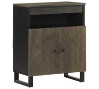 LoogCape Sideboard Black 60 x 33 x 75 cm Solid Wood Mango with Door and Storage Space for Living Room Bedroom Modern Design Sturdy Metal Feet Cable Management Versatile