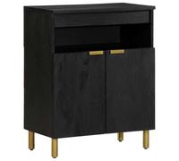 LoogCape Sideboard Black 60 x 33 x 75 cm Wood Material with 2 Doors and 3 Compartments for Living Room, Bedroom, Office, Storage Space, Cable Management, Modern Design, Sturdy Metal Feet, Durable
