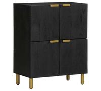 LoogCape Sideboard Black 60 x 33 x 75 cm Wood Material with Doors, Cable Management and Storage Space for Living Room, Bedroom, Entrance Area, Versatile, Robust Design