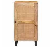 LoogCape Sideboard Made of Solid Wood, Mango, Brown, 40 x 33 x 75 cm, with Storage Space for Living Room, Dining Room, Hallway, Elegant Design, Sturdy Metal Feet, Practical Door, Durable, Easy to Care