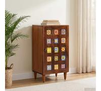 LoogCape Sideboard Walnut 40 x 33 x 75 cm Solid Mango Wood with Door and Storage Space for Living Room Dining Room or Hallway