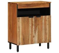 LoogCape Sideboard with Shelf, Brown, 60 x 33.5 x 75 cm, Solid Mango Wood for Living Room, Dining Room, Storage Space, Cable Management with Doors and Compartment, Modern Design