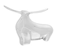 LoogCape Silver Bull Sculpture 37 x 44 x 17 cm Aluminium Decorative Artwork for Living Room Office Garden Modern Vintage Eye-catching