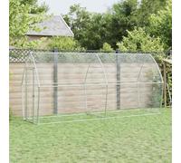 LoogCape Silver Chicken Cage 400 x 105 x 182 cm Galvanised Steel with Swing Door, Weatherproof Enclosure for Chickens, Ducks, Rabbits and Small Animals, Robust Outdoor Hutch