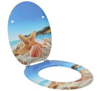 LoogCape Sky Blue Soft Close Toilet Seat 44 x 38 cm MDF Board Removable Sturdy Fixing Quiet Close Universal Fit Bathroom Guest Toilet