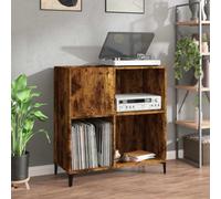 LoogCape Smoked Oak Panel Cabinet, 84.5 x 38 x 89 cm, Wood Material with Metal Legs for Vinyl, Sideboard, Storage Space, Record Records, Living Room, Sturdy Surface, Multifunctional