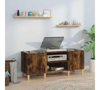 LoogCape Smoked Oak Record Cabinet 121 x 38 x 48 cm Wood Material Versatile with Storage Space for LP Records, TV, Office, Living Room, Sturdy Wooden Legs, Durable Material