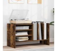 LoogCape Smoked Oak Record Cabinet 78.5 x 35 x 45 cm with Storage Space for Vinyl, Magazines and Multimedia, Versatile Sideboard, Modern Design, Suitable for Living Room
