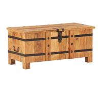 LoogCape Solid Acacia Wood Chest 90 x 40 x 40 cm with Lid and Lock for Storage in the Bedroom, Living Room, Hallway, Children's Room, Garden, Balcony