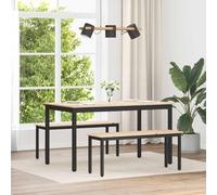 LoogCape Solid Pine Bench with Metal Legs 110 x 35 x 45 cm for Dining Room, Hallway and Patio, Durable, Sturdy Furniture with Storage Space, Upholstery Options and Modern Design