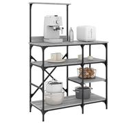 LoogCape Sonoma Baker's Shelf, Grey, 90 x 40 x 132 cm, Wood Material and Metal Kitchen Organiser with Adjustable Feet for Worktop, Storage Space, Organiser System, Space-Saving and Robust